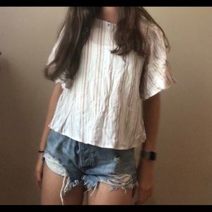 Boutique red white and blue striped top